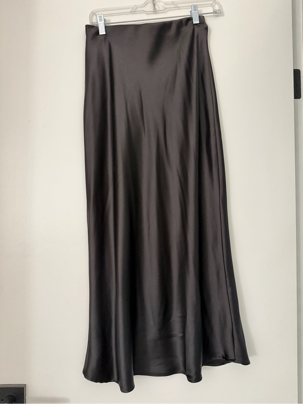 Zara Black Satin Maxi Slip Skirt